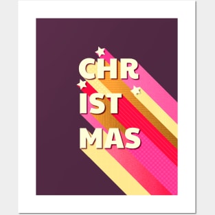 Christmas retro typography Posters and Art